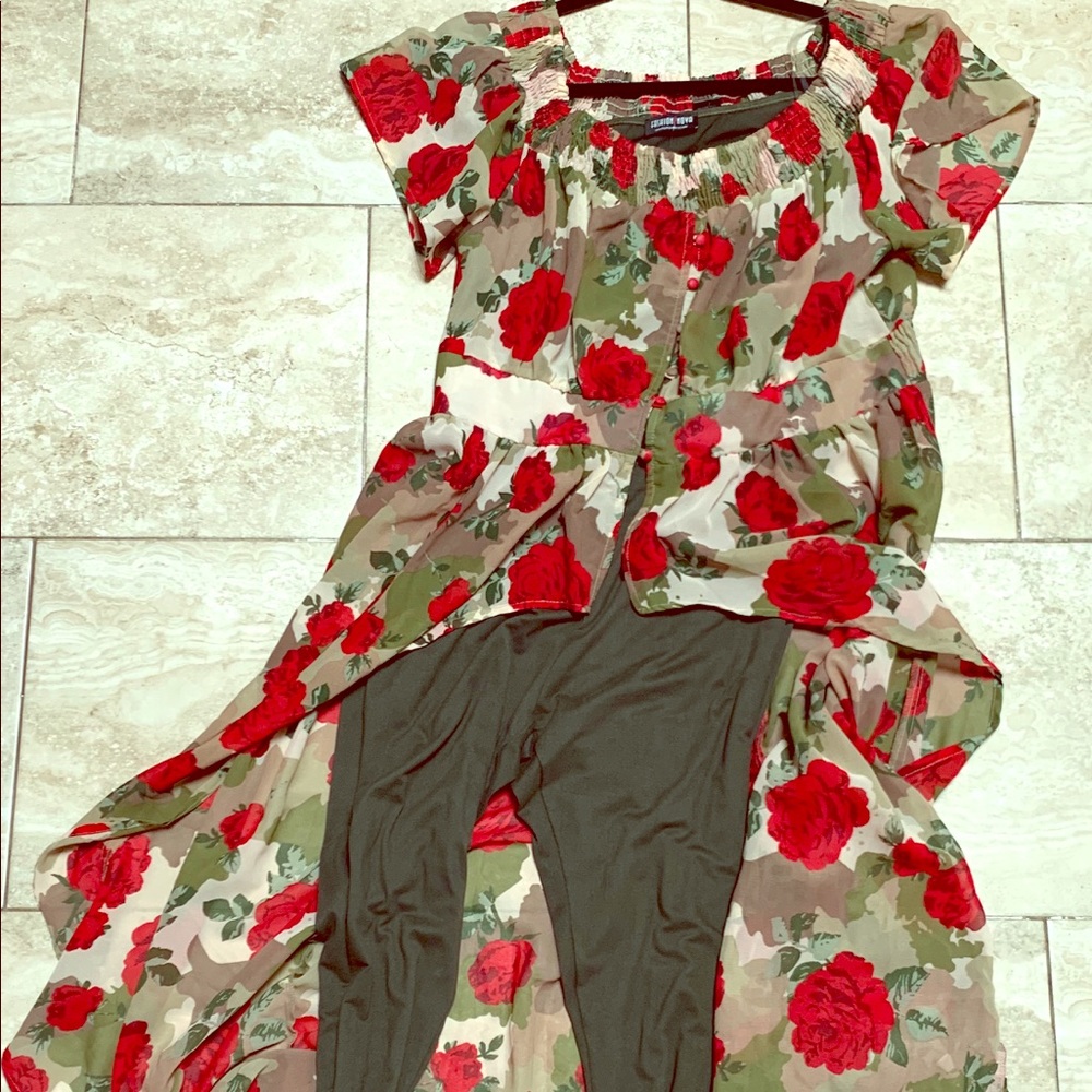 Flower and green bodysuit
